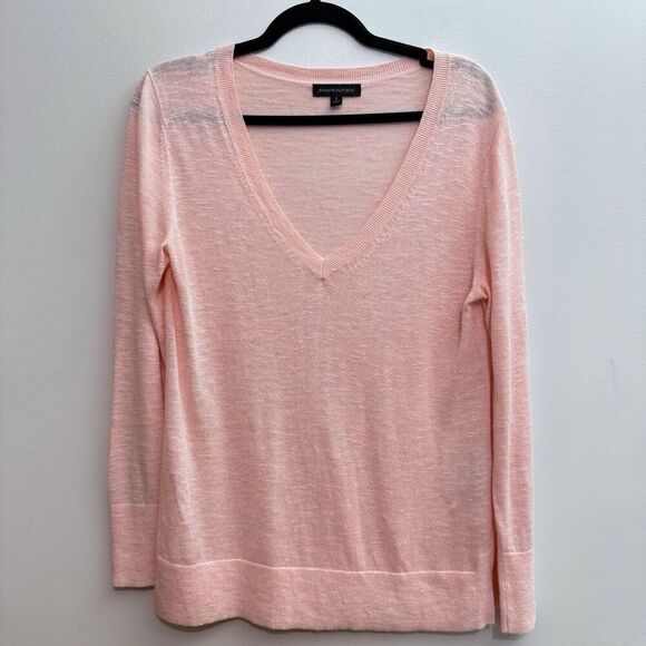 Banana Republic women’s size Small light Pink silk linen long sleeve sweater - Picture 1 of 7
